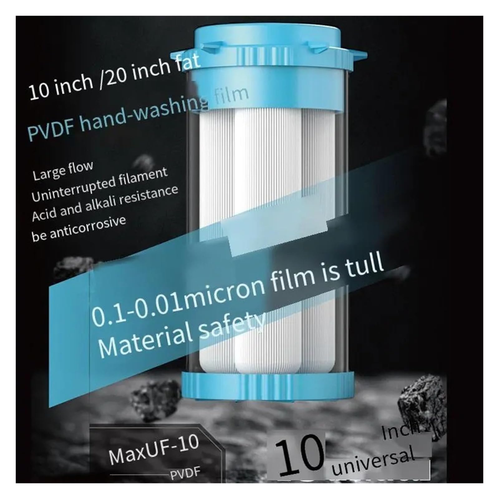 Membrana de ultrafiltración pvdf de cartucho de grasa grande de 10 pulgadas/20 pulgadas, cartucho purificador de agua previo lavable a mano(20inch)