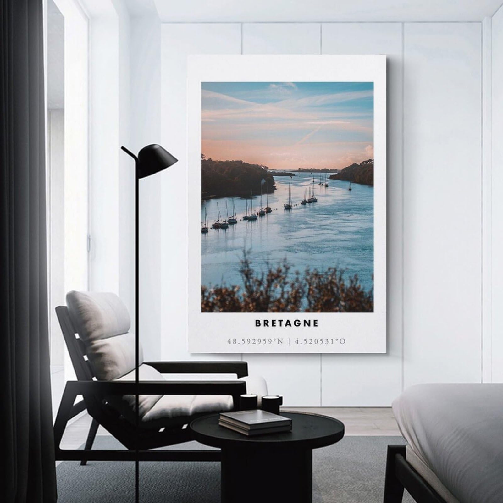 Junmoney Brittany Coastline Sunset Room Decor Wall Art, 24x36inch(60x90cm), for Home, Office, Studio Or Guest Room, Canvas Wall Art That Fits Changing Layouts