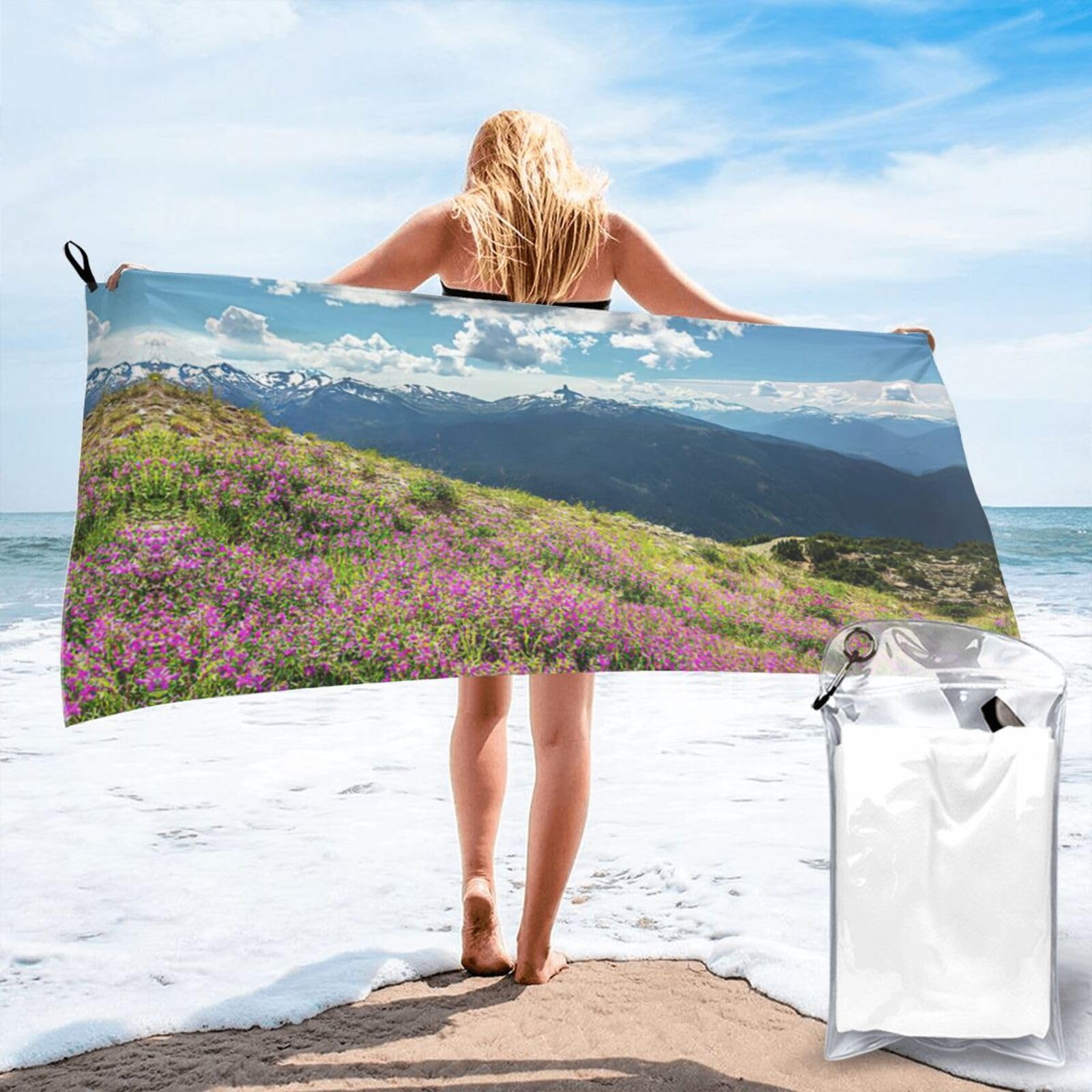 KAPPTYY Mountains Print Quick Dry Towel Bath Shower Beach Wrap For Gym Vacation Adults
