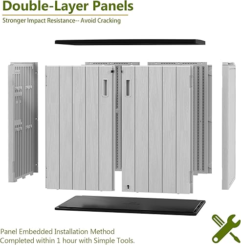 Miniatura 5 de ZZM Cobertizo de almacenamiento al aire libre de 37 pies cúbicos con piso de resina HDPE de doble pared, cobertizos de almacenamiento al aire libre,