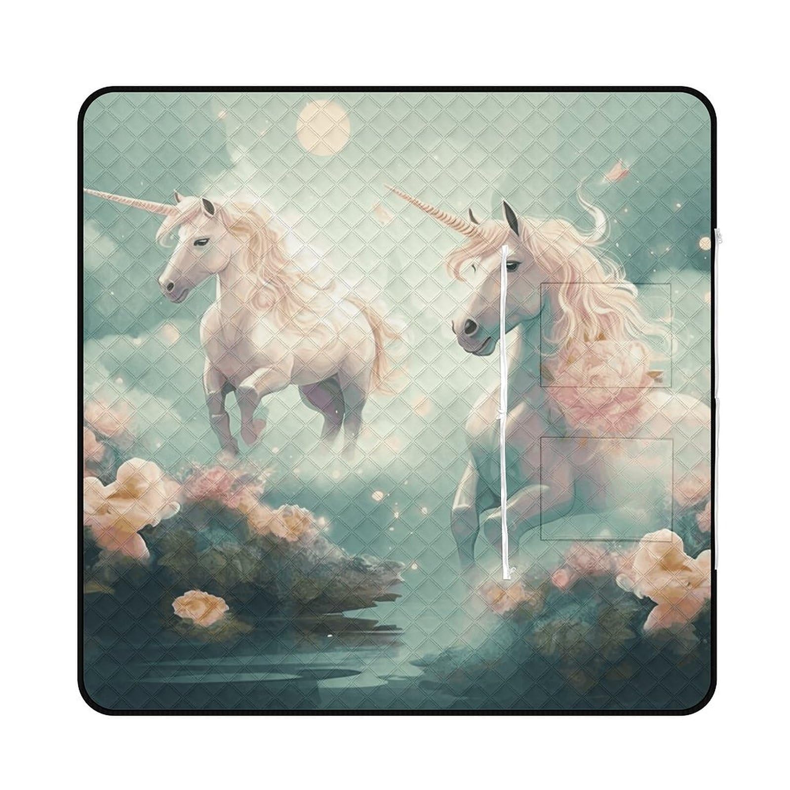 Grande couverture de pique-nique licorne pliable et tapis de plage imperméable