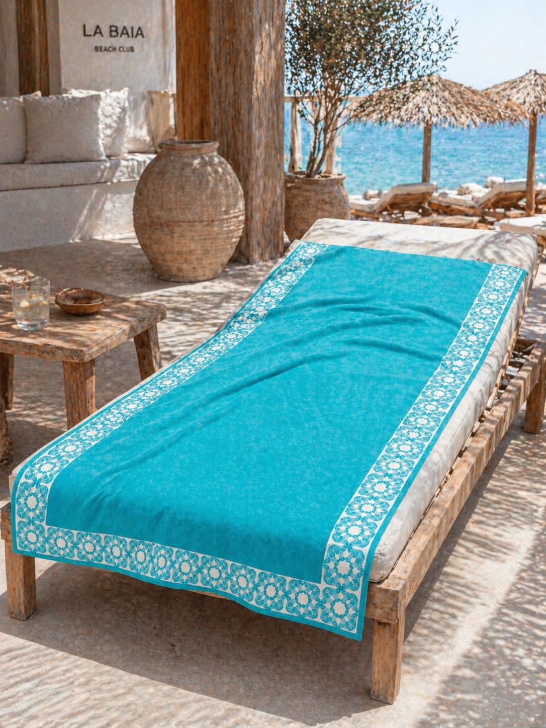 Telo Mare Premium 100x200 cm in Cotone Velour 450 g/m² – Extra Assorbente e Morbido – Qualità Spa & Hotel – Con Sacchetto in Tessuto (TURCHESE)
