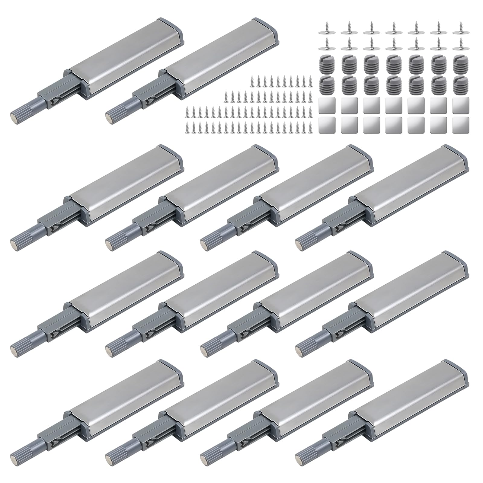 14 Pcs Push to Open Door Catches, Magnetic Door Catch with Spring-Loaded Plunger – No Handle Required, Quiet Push to Open Cabinet Latch for Kitchen Cabinets, Wardrobes & Furniture