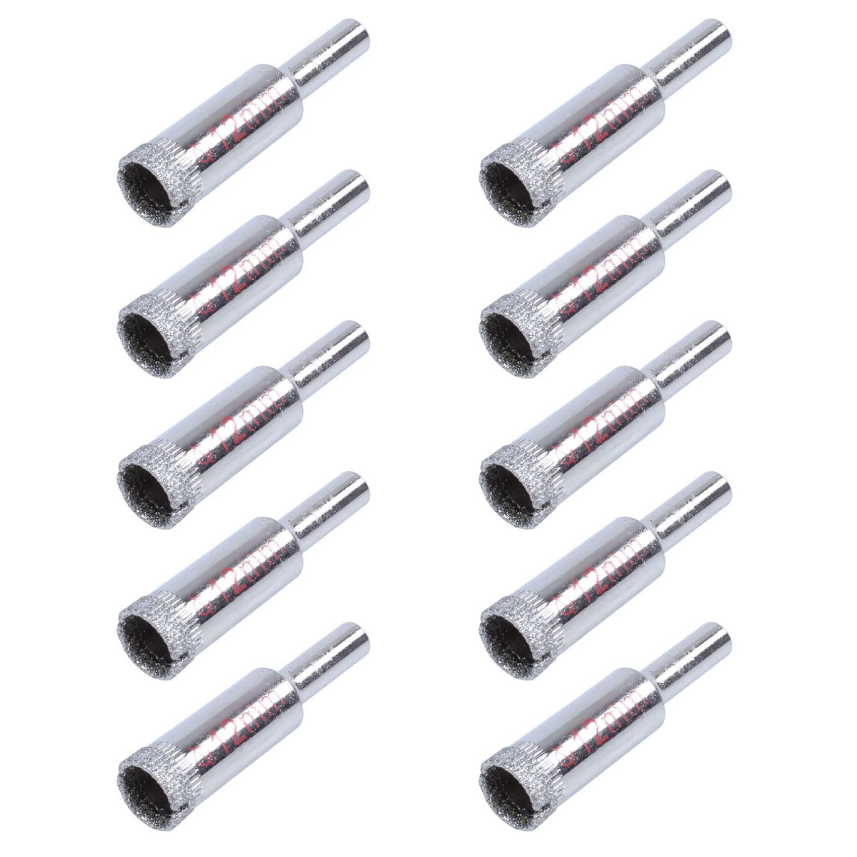 Jnchdghwa Silver 10Pcs 12Mm Tipped Metal Hole Saw Drill Bit For Ceramic Tile Glass