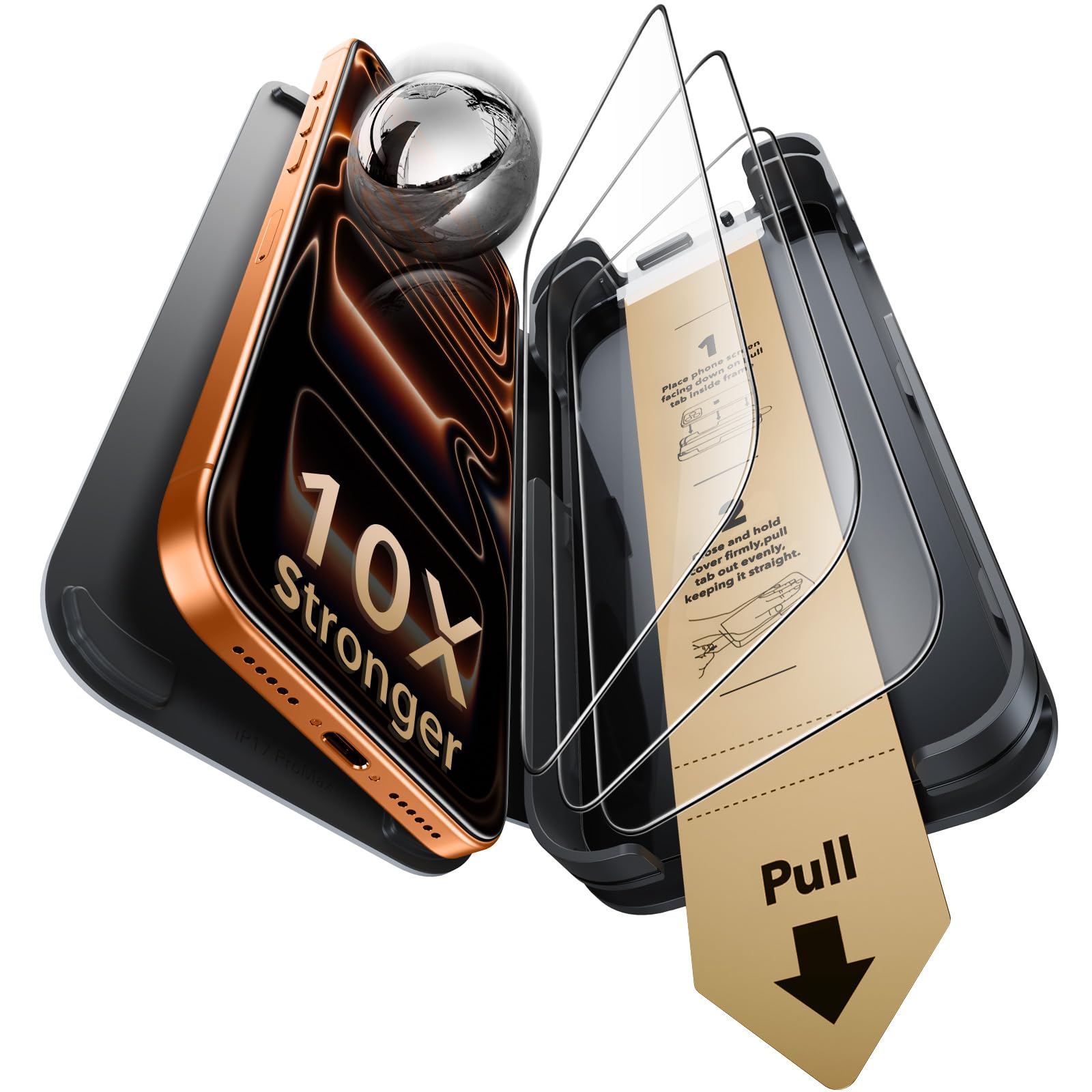 【3秒で完成・コーニング™社製】 ESR iPhone 17 Pro ガラスフィルム 3枚 9H越え 10倍強化 全面保護 米軍規格航空材料 貼付け簡 瞬間吸着 AR反射防止 高光沢 超鮮明な画質 目に優しい 指紋防止 気泡無し 飛散防止 自動除塵 高耐久 iPhone 17 Pro フィルム Corning™製ガラス(UltraFit トレイ)付き いPhone17Pro 保護フィルム