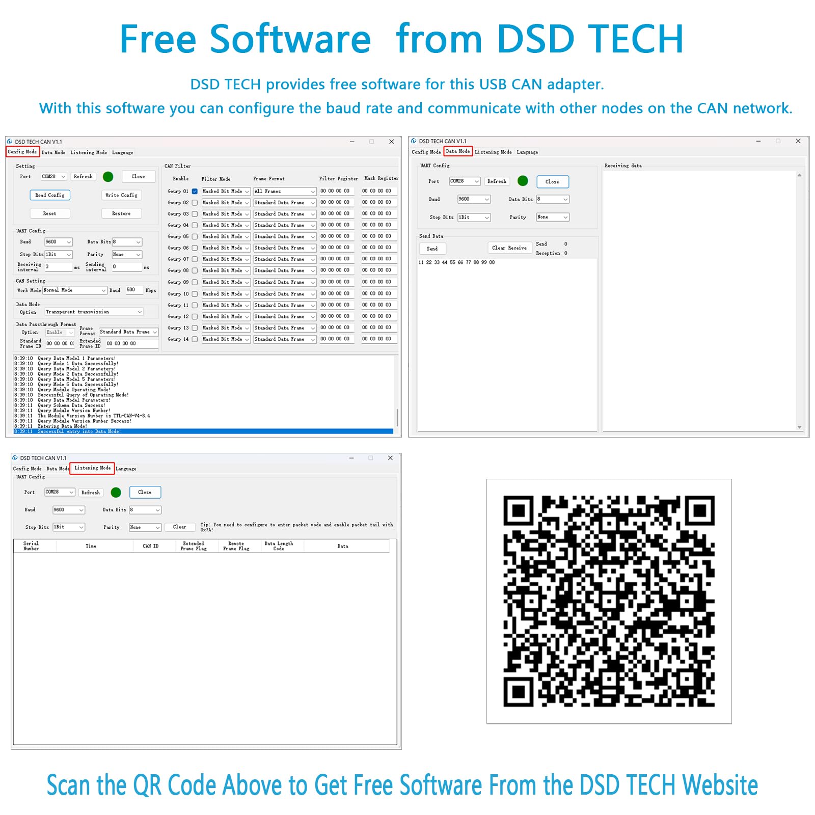 DSD TECH SH-C50A Adaptateur USB vers Can avec puce FTDI FT232RNL