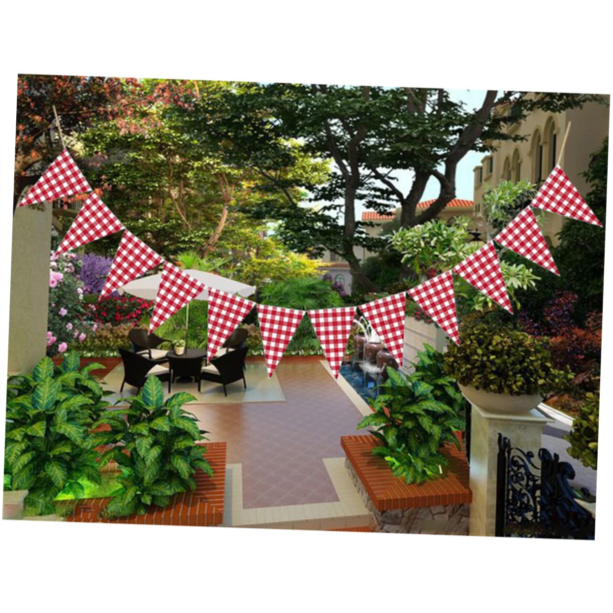 Abaodam 3 Piezas De Decoraciones para Colgar Fotos A Cuadros Decorativa Nupcial Blanca Decoración De Boda Banderín Banderines Rojos A Cuadros Guirnaldas De Fiesta Triángulo