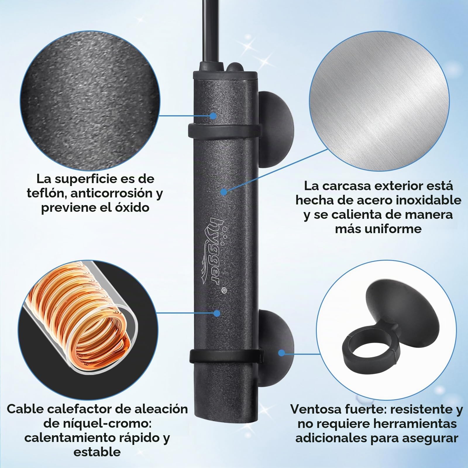 Hygger Mini Calentador de Acuario, 25W Sumergible Betta Calentador de Acuario con Pantalla Digital Controlador Externo, Calentador de Acuario Pequeño Adecuado de Agua Dulce de hasta 20L Tanks