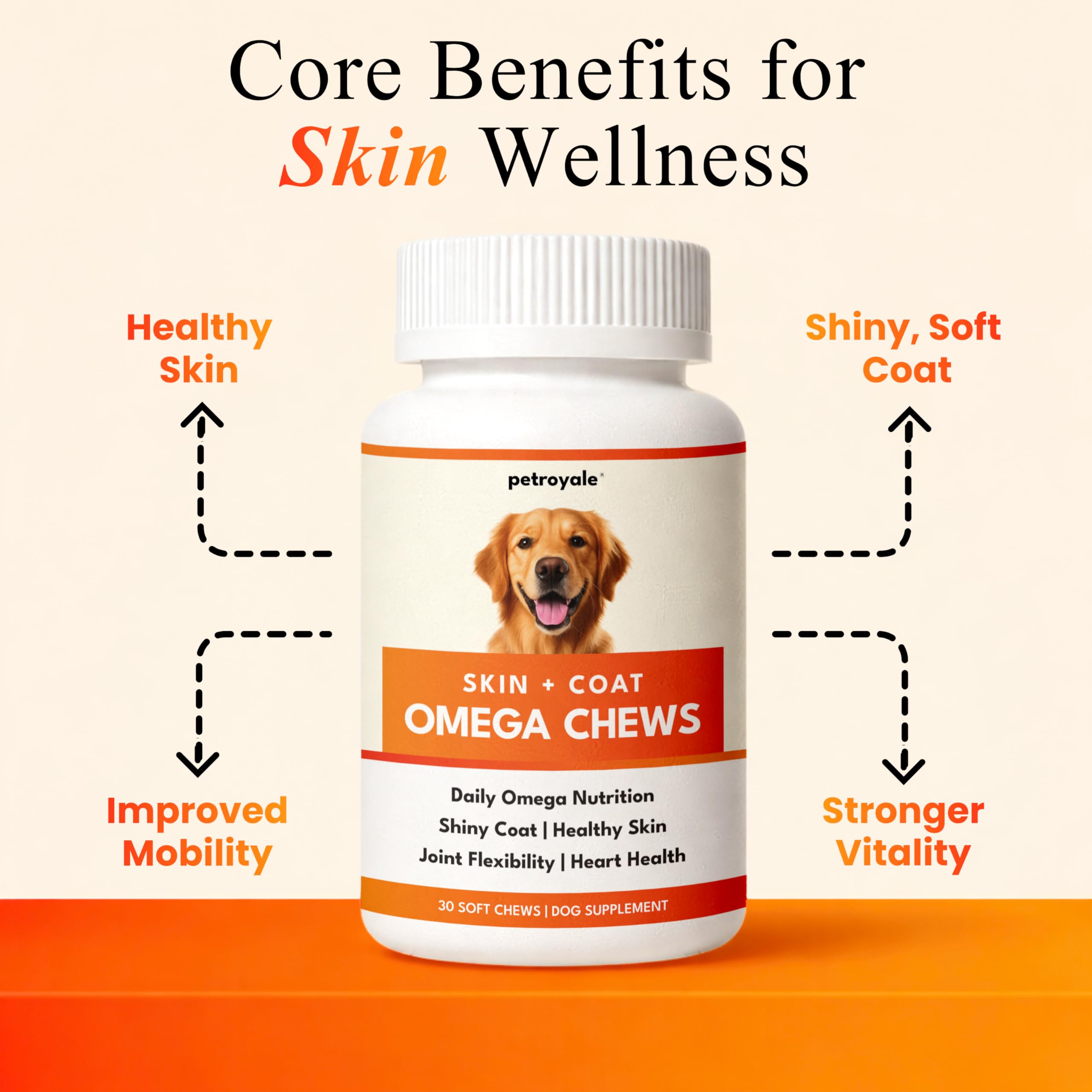 Petroyale Skin & Coat Omega Chews for Dogs | Omega 3 6 9 Soft Chews for Healthy Skin, Shiny Coat & Reduced Shedding | Dog Skin and Coat Supplement | 30 Soft Chews — Amazon image 3