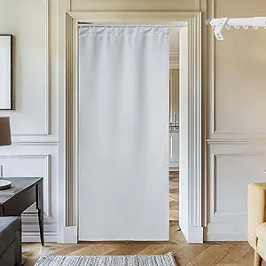 NICETOWN Doorway Curtain with Adjustable Ceiling Track, Privacy Protection French Door Curtain for Closet/Bay, W34 x L 80" Thermal Insulated Drape for Living Room/Bedrrom, Greyish White, 1 Panel