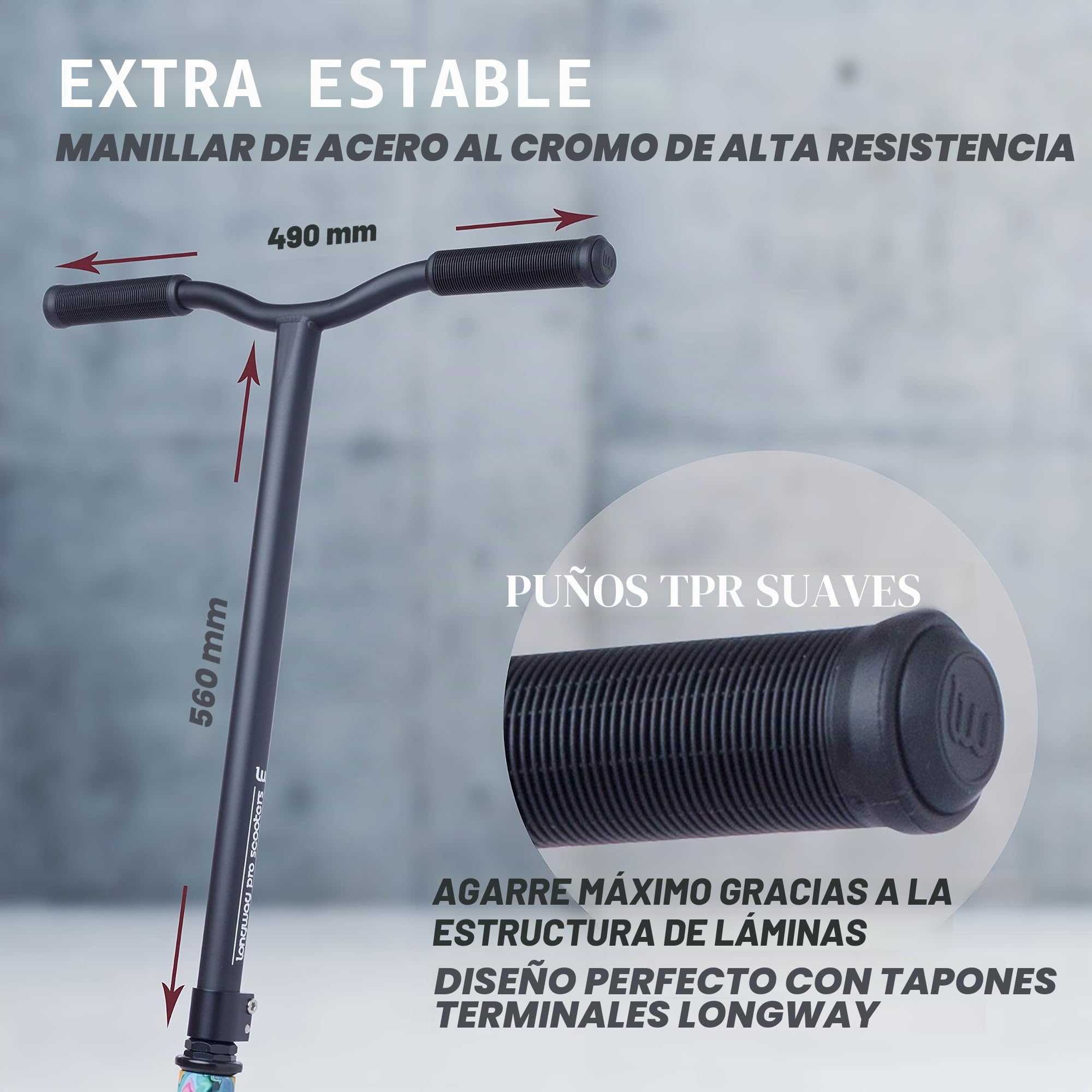 Longway Patinete de Acrobacias Adam, Robusto Patinete de Acrobacias 6061 T6 de Aluminio endurecido, ABEC 9, Ruedas de 110 mm, Freno Flexible, Patinete, Scooter de Fun, Patinete de Truco, Patinete