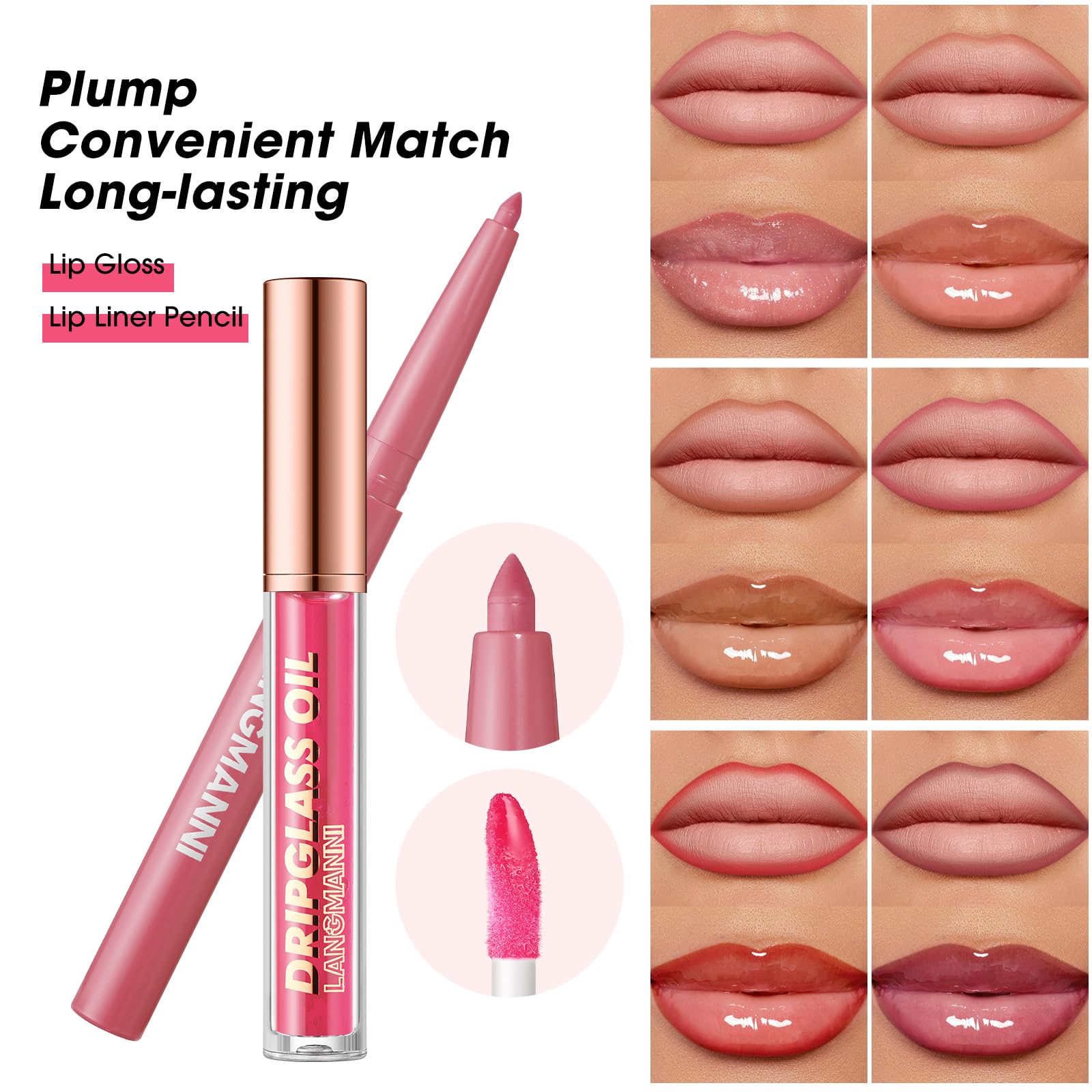 12 Pcs Hydrating Lip Oils + Lip Liner Pencil Combo Sets - Image 4