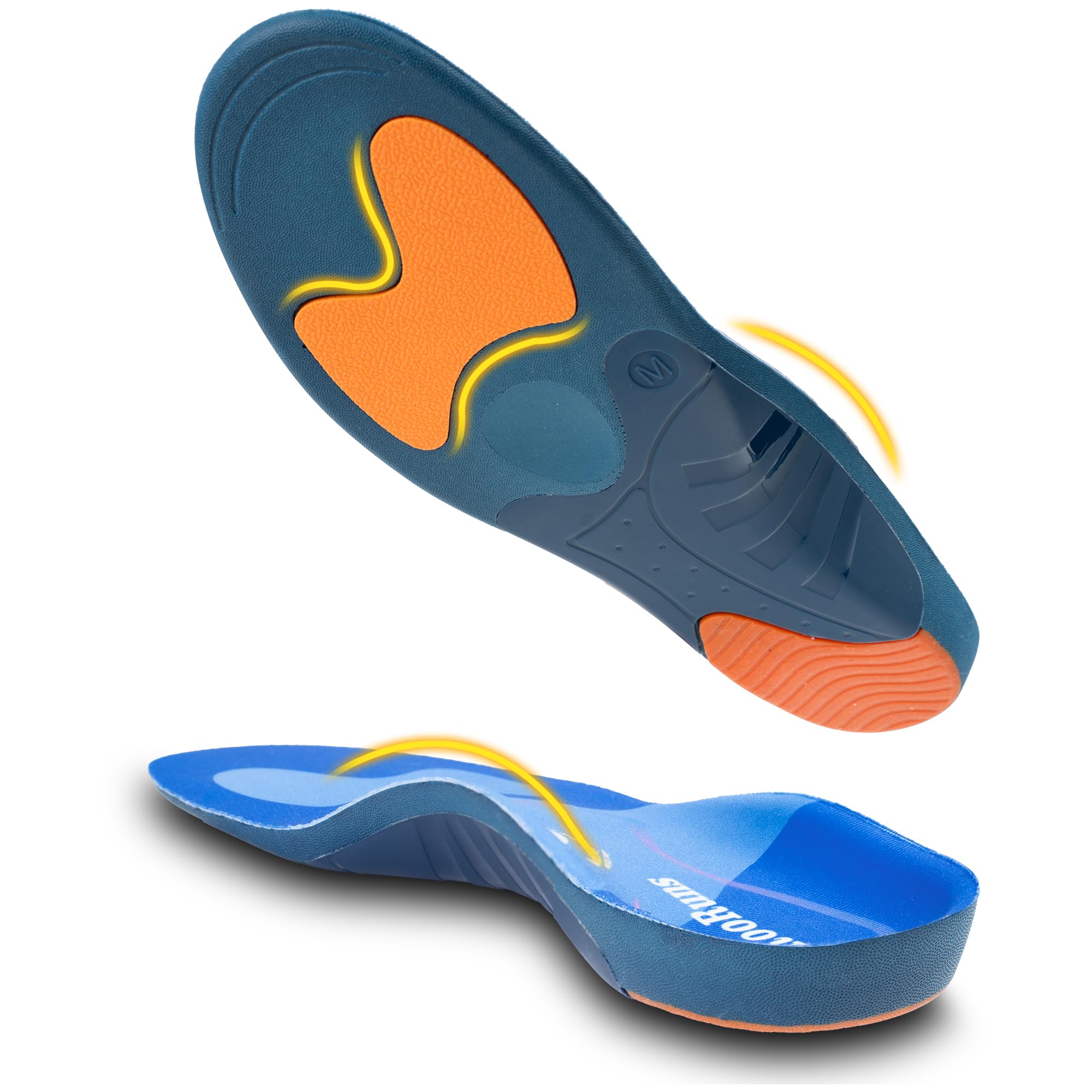 RooRuns Plantar Fasciitis Relief Men Women 240lbs High Arch Support Inserts Orthotics Insoles for Pain Relief, Flat Feet, Over-Pronation for Standing