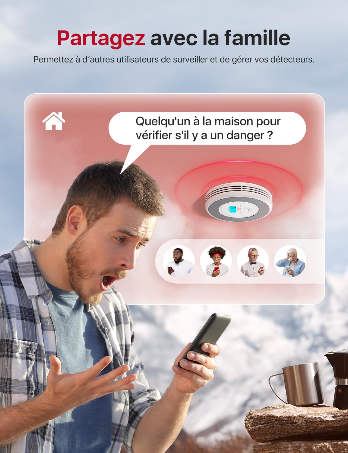 X-Sense Détecteur de Fumée et de Monoxyde de Carbone Connecté avec Fonction d’Alerte Vocale en Français, Détecteur de Fumée Wi-FI Compatible avec X-Sense Home Security App, XP0A-iR, Lot de 1