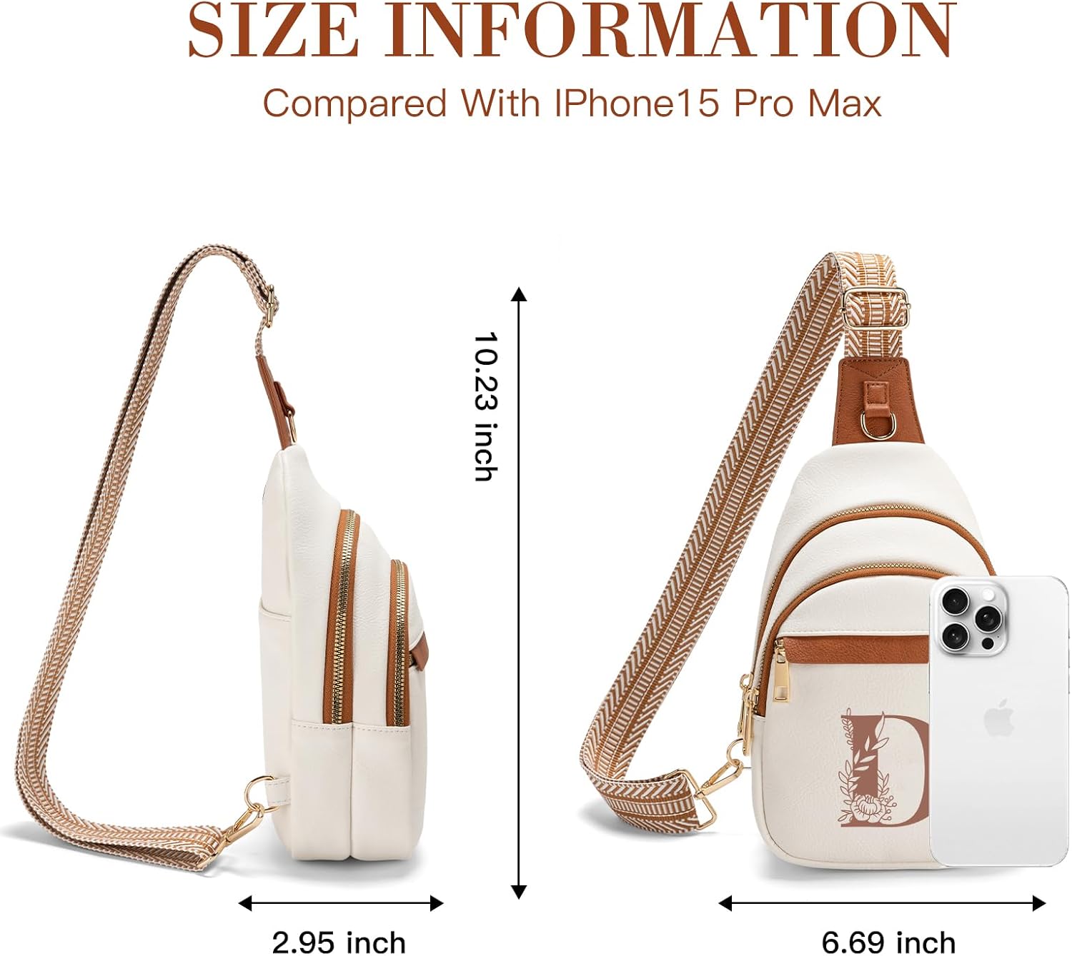 Viverte Sling Bag for Women Personalized Gifts Pu Leather Initial Crossbody Bags Purses for Women Waist Pack
