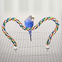 Vista 2 de Perchas de cuerda para pájaros para loros, cacatúas, periquitos, jaulas de periquitos, cómodos pájaros coloridos juguete de cuerda