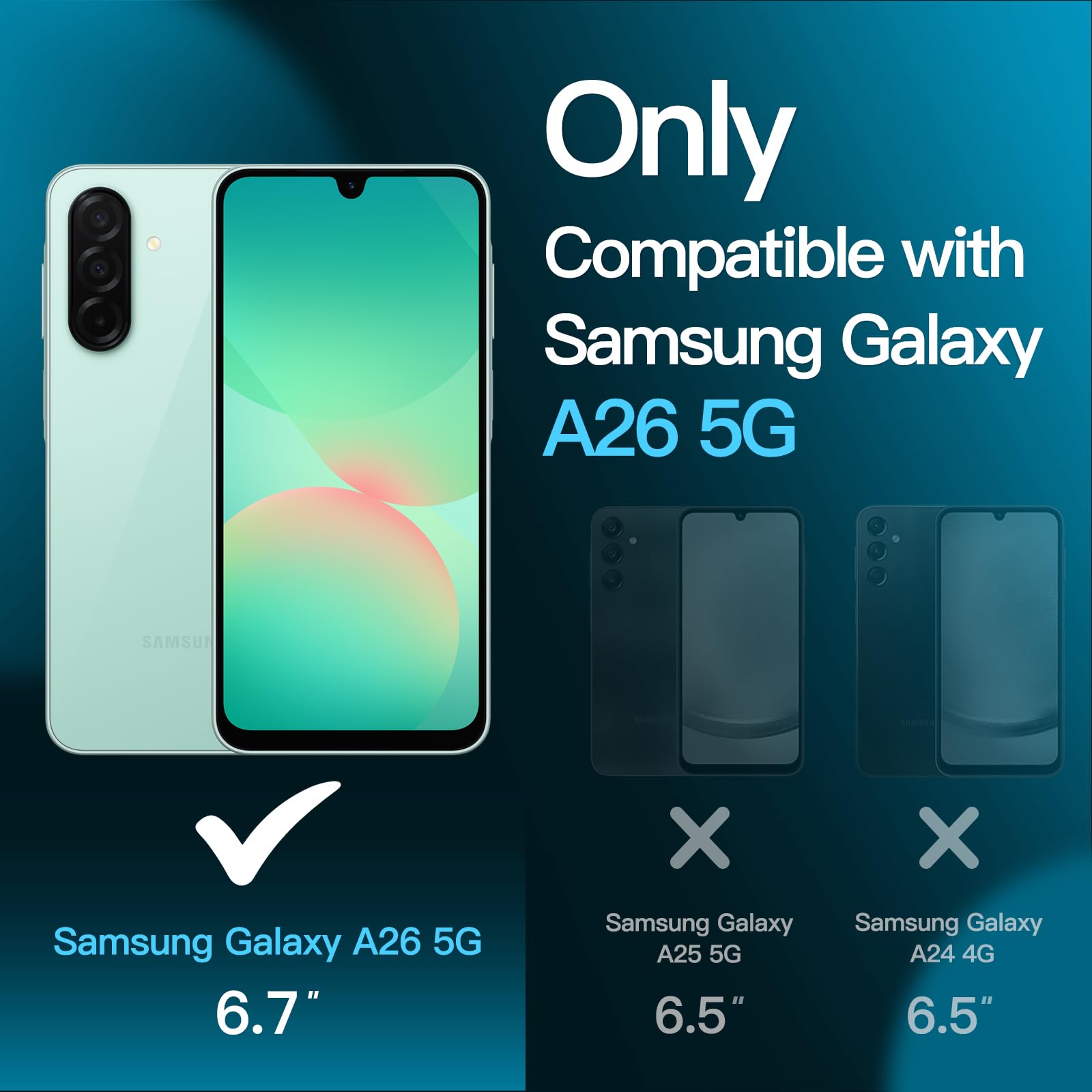 JETech Pellicola Protettiva per Samsung Galaxy A26 5G, 9H Vetro Temperato Film, Anti-Graffio, HD Chiaro, Pacco da 3