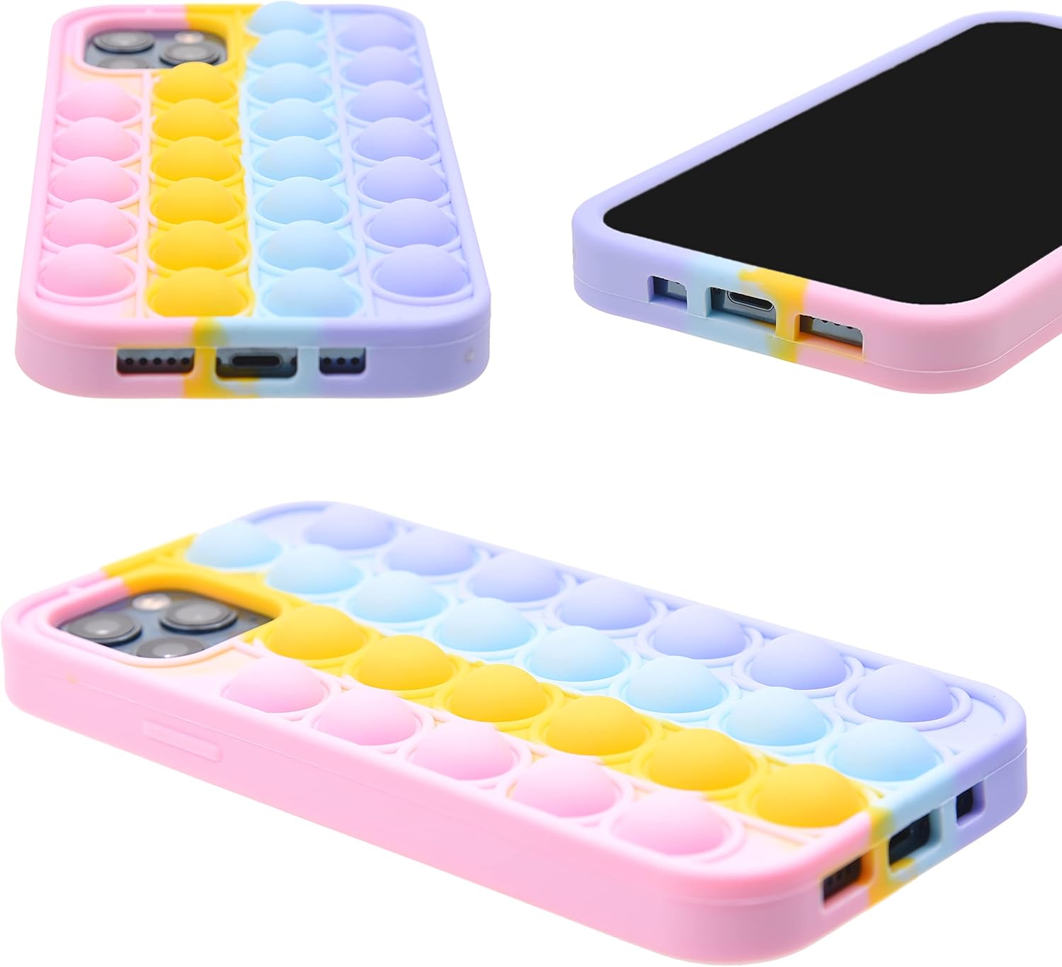 Kare Kind Fidget Push Bubble pop case Comptible with iPhones (iPhone 12 Pro Max - Rainbow Color)