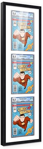 Miniatura 227 de Poster Palooza Marco de cómic con paspartú para 2 cómics CGC, CBCS o PGX Graded Comics – Marco de cómic negro para cómics de 8.125 x 13 pulgadas