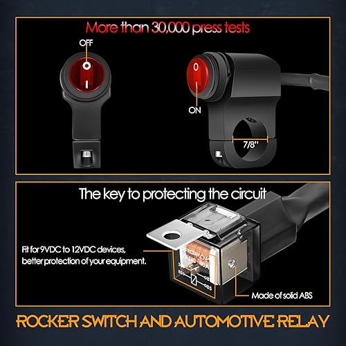 Miniatura 4 de Nirider - Arnés de cableado de 2 conductores, interruptor de manillar de motocicleta, 12 V, 40 A, fusible de relé de nailon, kit de arnés de