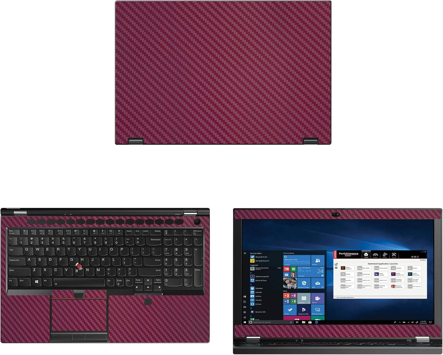 Decalrus - Protective Decal for Lenovo ThinkPad P53 (15.6" Screen) Laptop Wine Carbon Fiber Skin case Cover wrap CFlenovoThnkpd15_P53Wine