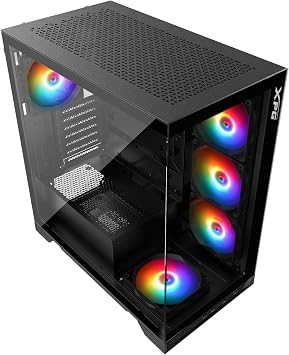 XPG Invader X Siyah 5 Adet Dahili ARGB Fan USB 3.2 ATX Mid-Tower Gaming Oyuncu Kasa INVADERXMT-BKCWW