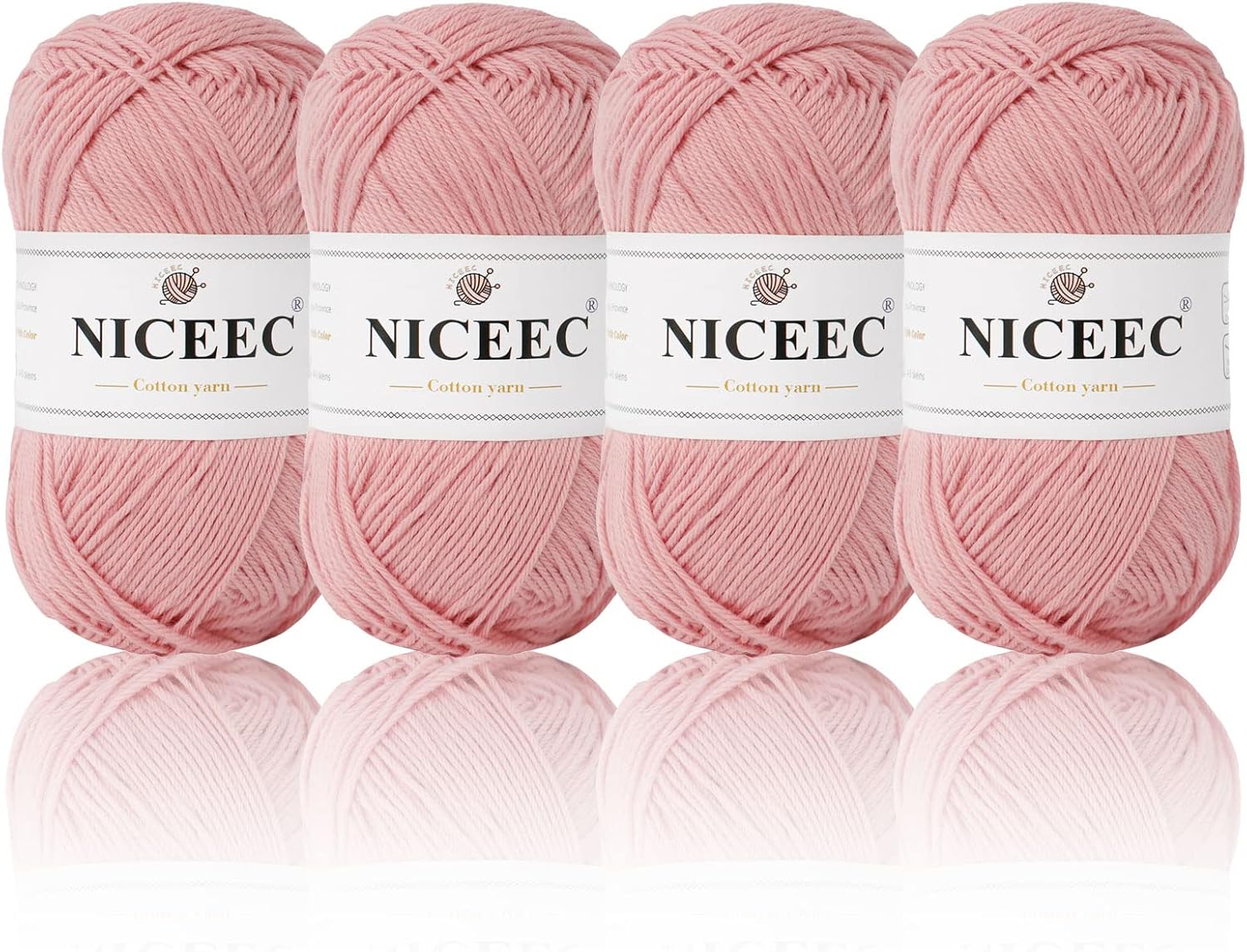 NICEEC 4 Skeins Soft Baby Yarn 100 Cotton Yarn for Crochet