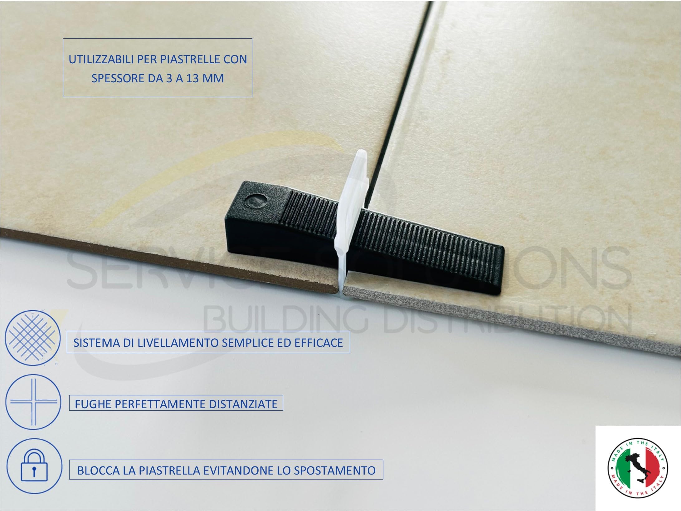 SERVICEWEBSHOP | 600 Pezzi, 500 Distanziatori Livellanti per Piastrelle e 100 Cunei Riutilizzabili, Sistema Livellante per Piastrelle da Parete e Pavimento (0,5 MM 500 PEZZI + 100 CUNEI)