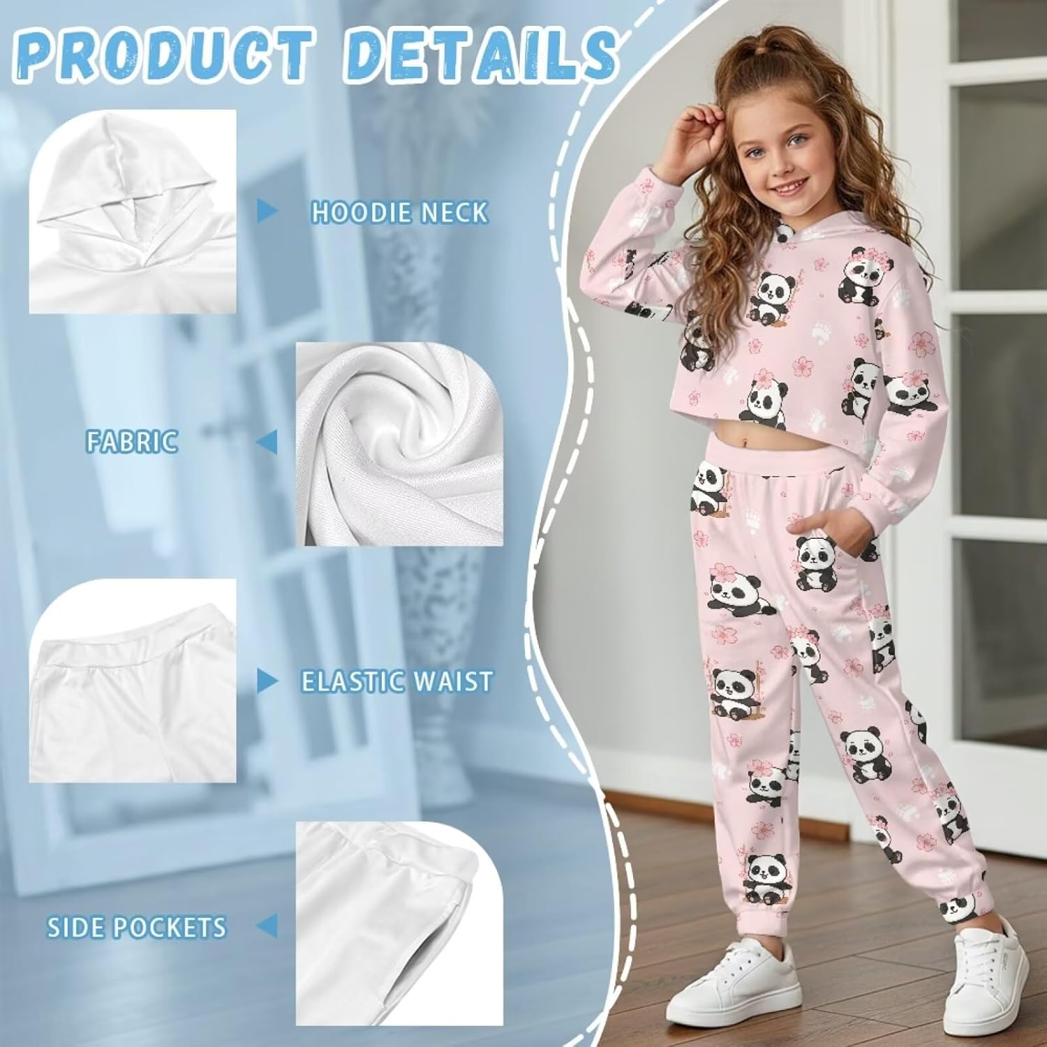 Girls Sweatsuits Set Casual Pullover Tracksuits Outfits for Girls 4-5 Toddler Crop Tops Sweatshirt Sweatpants