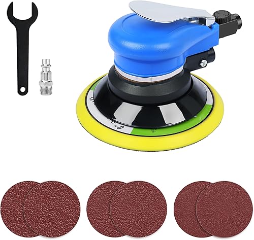 Lijadora orbital aleatoria de aire de 6 pulgadas de doble acción pulidora de órbita neumática Pro herramientas de lijado de pulido plateado