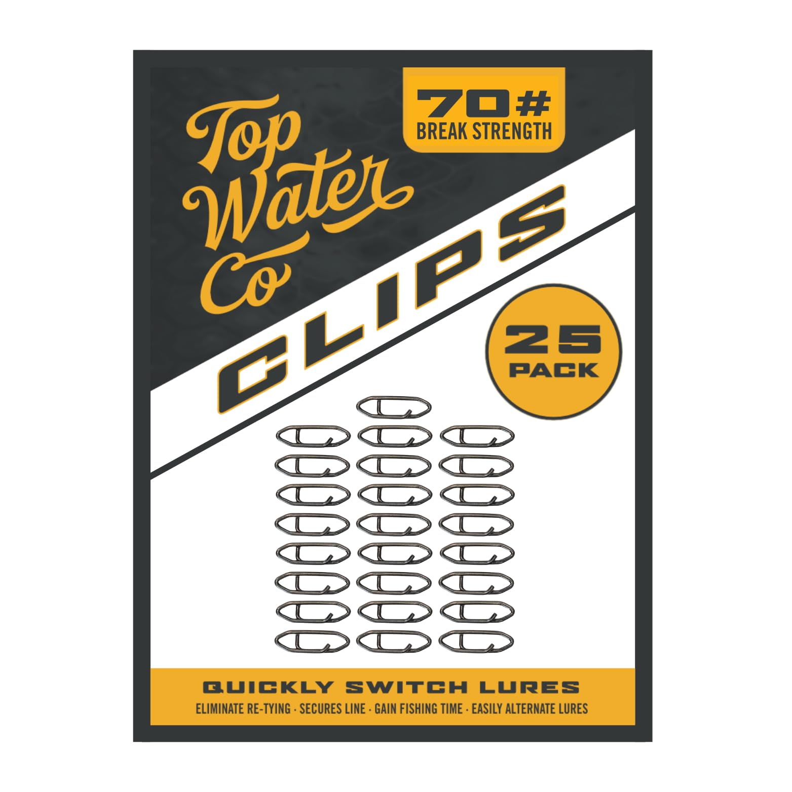 Top Water Co. - Clips de velocidad de pesca, acero inoxidable duradero, conector de señuelo rápido (varios tamaños)