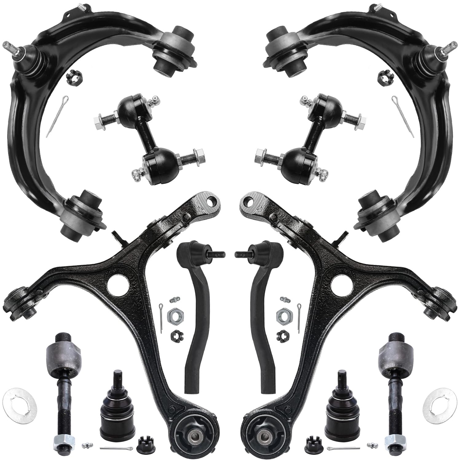 Detroit Axle - Front End 12pc Suspension Kit for 2003-2007 Honda Accord, 2004-2008 Acura TSX 2005 2006, 4 Control Arms 2 Ball Joints 4 Outer &amp; Inner Tie Rods 2 Sway Bars Replacement