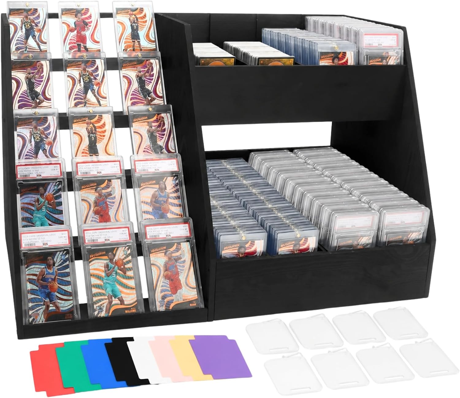 5-Tier Trading Card Display Stand w/ 8-Row Storage, Holds 200+ Graded Cards