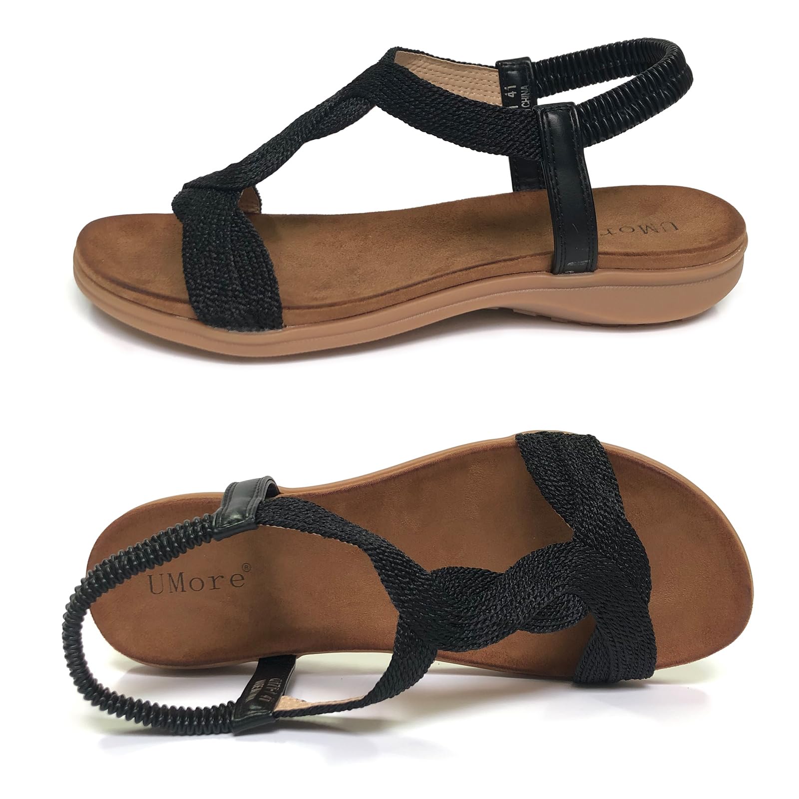 UMore Jeans Flat Sandal, Sandalias Punta Cerrada Mujer Sandalias Planas de Verano para Mujer Tanga Bohemia