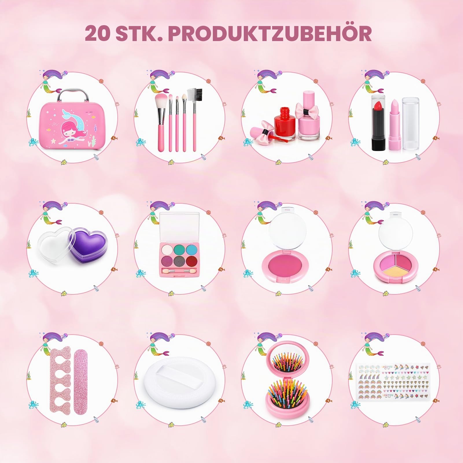 Dreamon Kinderschminke mädchen, Waschbar Make up Spielzeug für Mädchen Kinder Nagellacke mit Koffer Geschenke Spielzeug 3 4 5 6 7 8 Jahre Mädchen