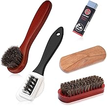 5 Pcs Suede Leather Shoe Brush, Shoe Cleaning Kit, 4 Sided Horsehair Shoe Brush, for Shiny Suede