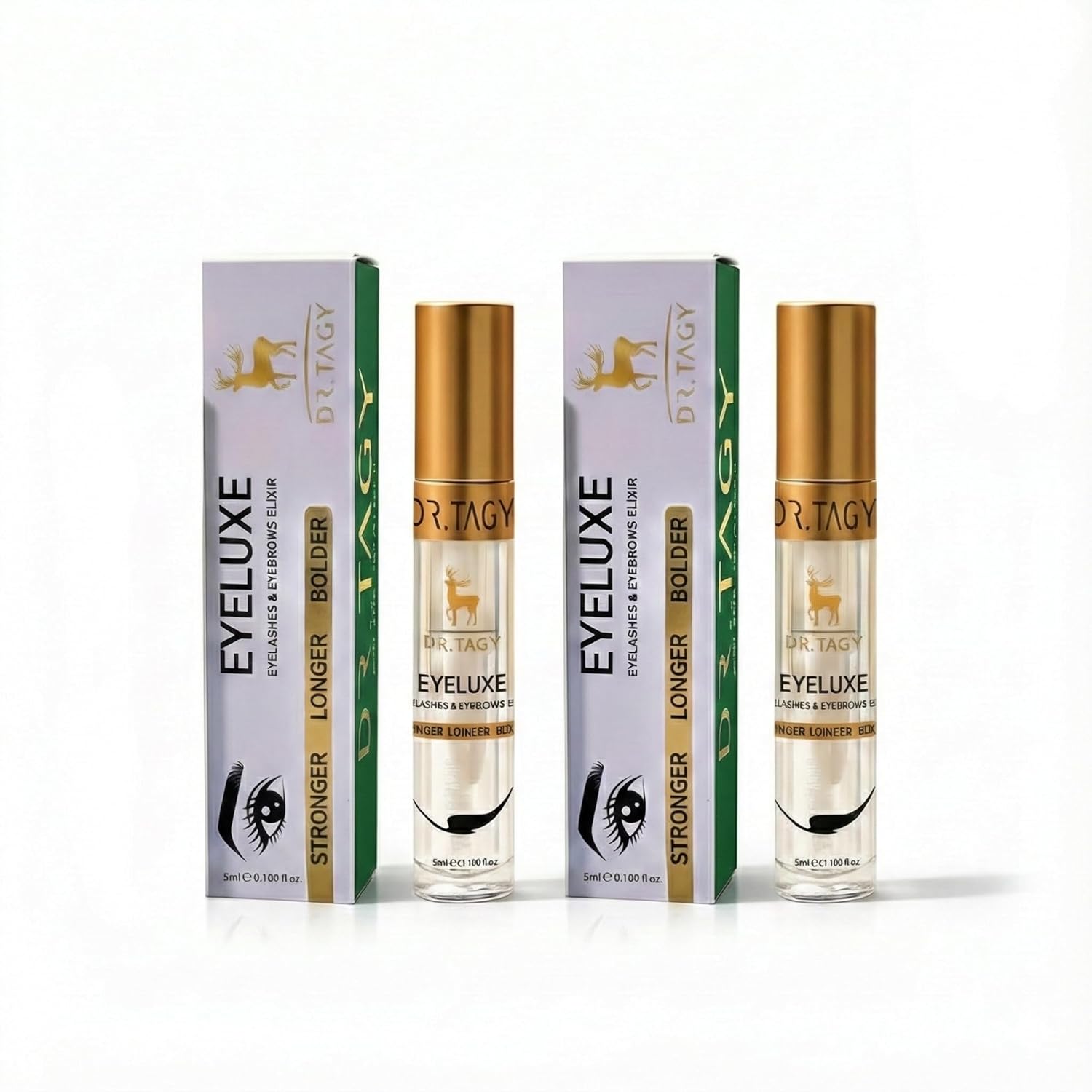 Lash & Brow Growth Serum – Water-Based, Oil-Free, No Milia Risk | DR.TAGY Eyeluxe Pack of 2 (2x5ml)