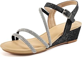 Aomigoct Womens Wedge Dressy Sandals: Sparkly Casual Summer Wedding Sandals for 2025