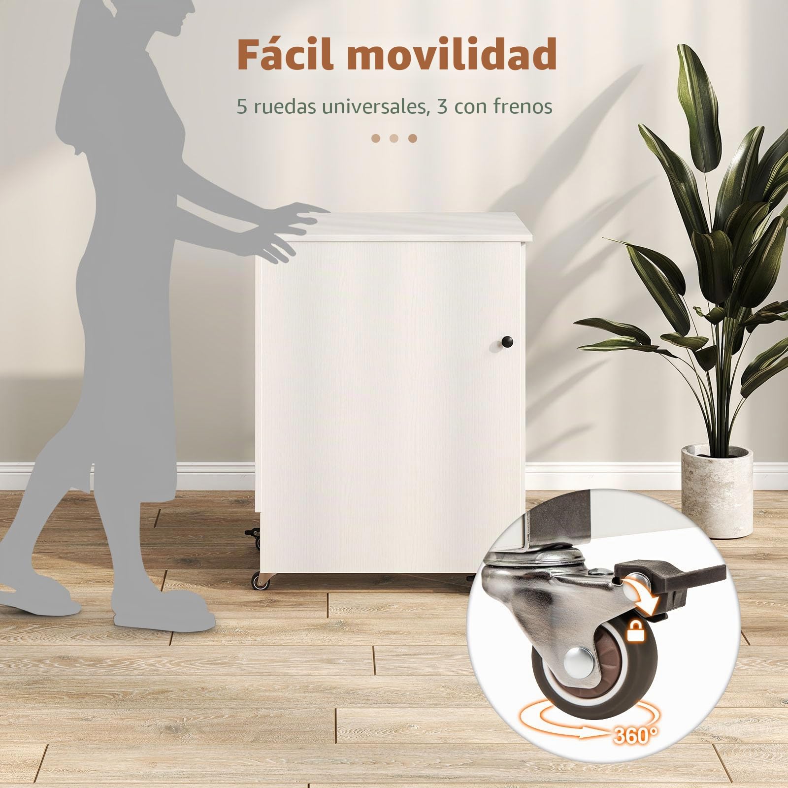 LIFEZEAL Mesa de Coser Plegable con Base de Carga, Armario de Máquina de Coser Móvil con Estante y Cajones, Armario de Costura Multifuncional con Ruedas para el Hogar y la Oficina (Blanco)