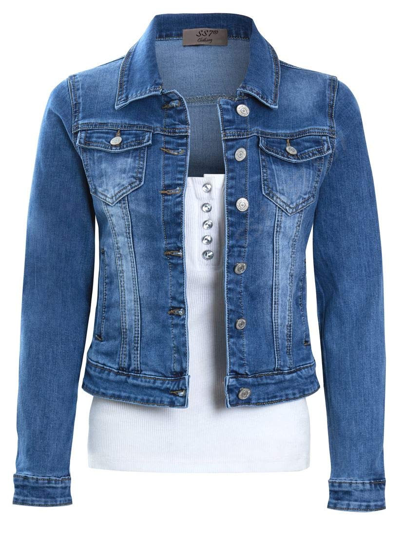 Ss7 Women's Denim Blue Stretch Denim Jacket