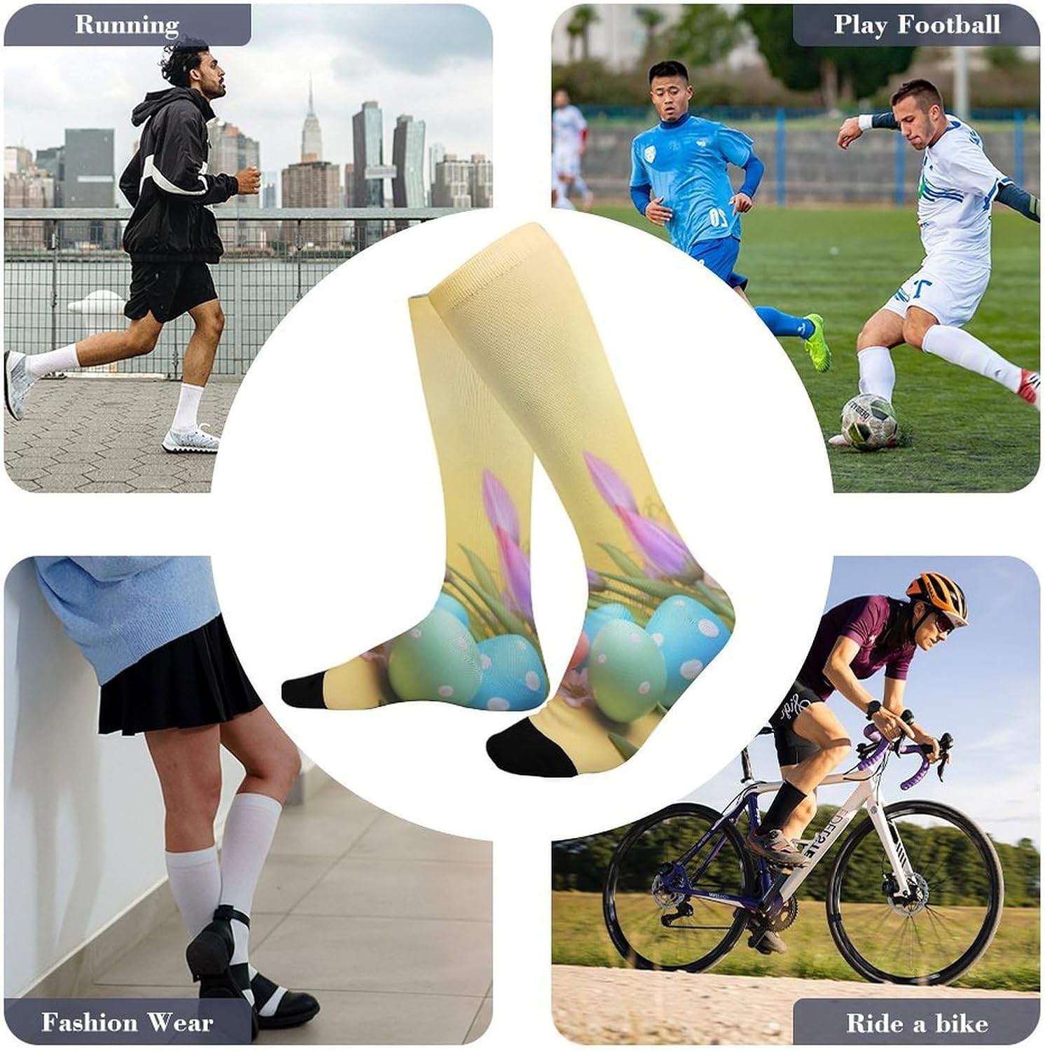 April Easter Knee High Soccer Socks Moisture Wicking