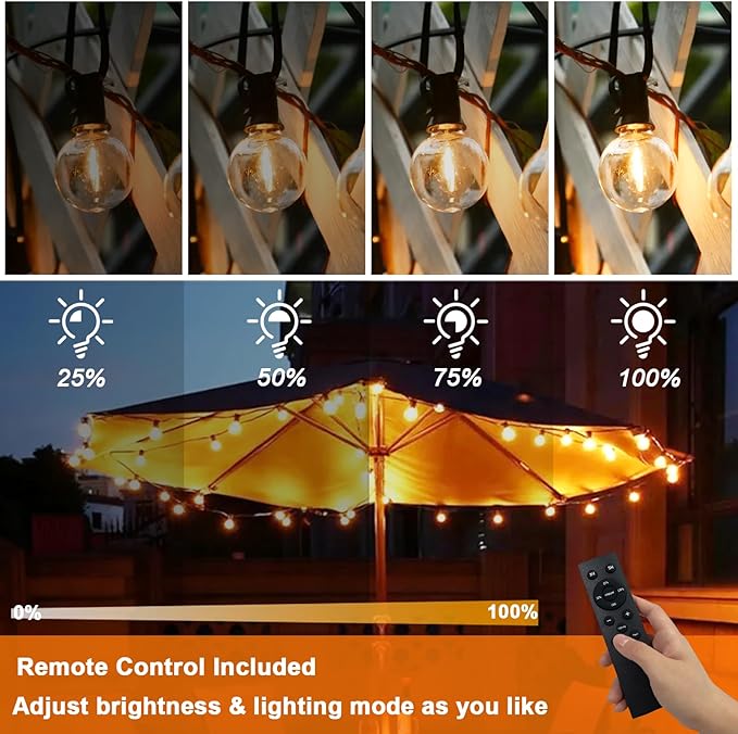 50 Pies Luces LED Exterior con Control Remoto 8 Modos G40 miniatura 4