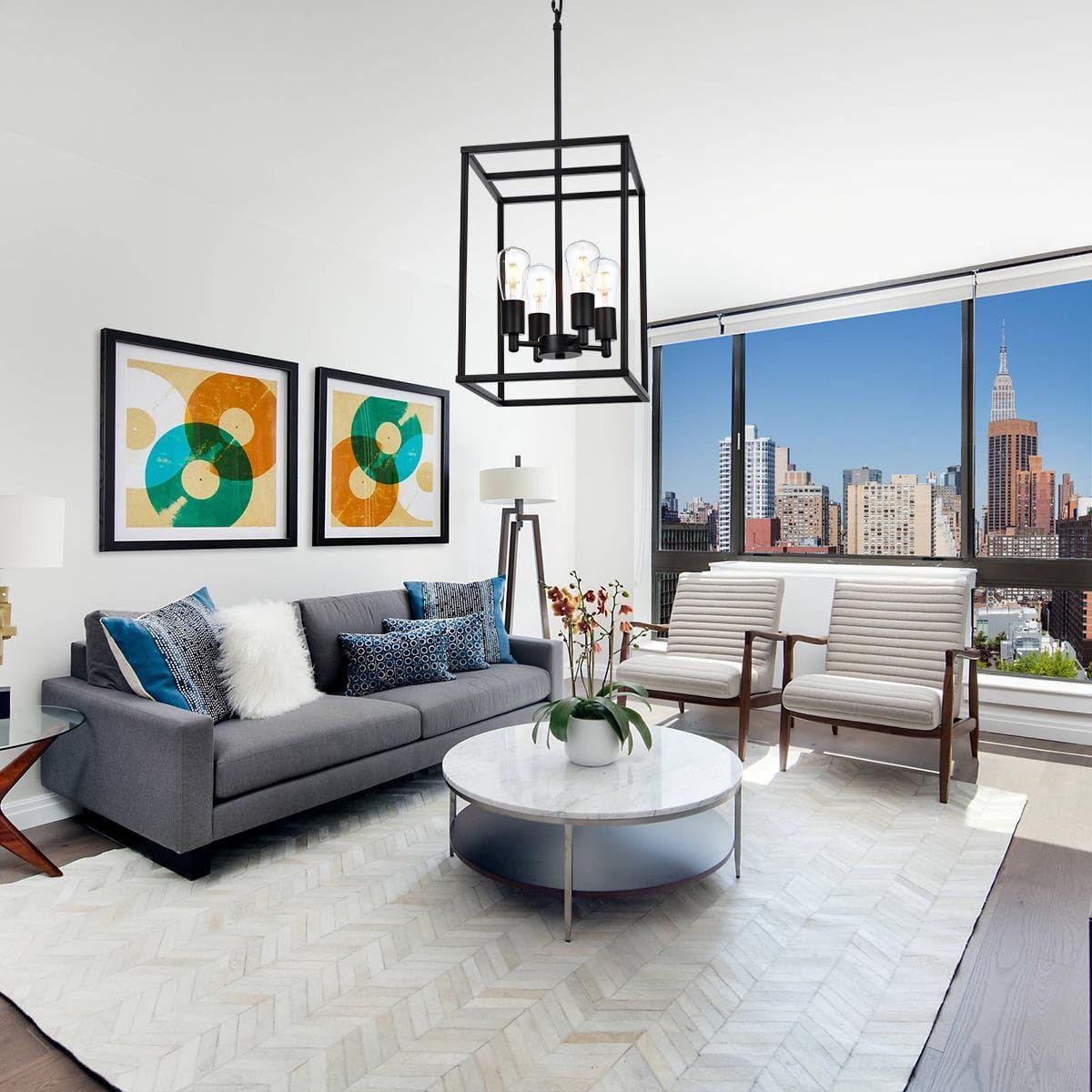 Wanluce 4Light Black Chandelier Light Fixtures Kitchen Island Pendant