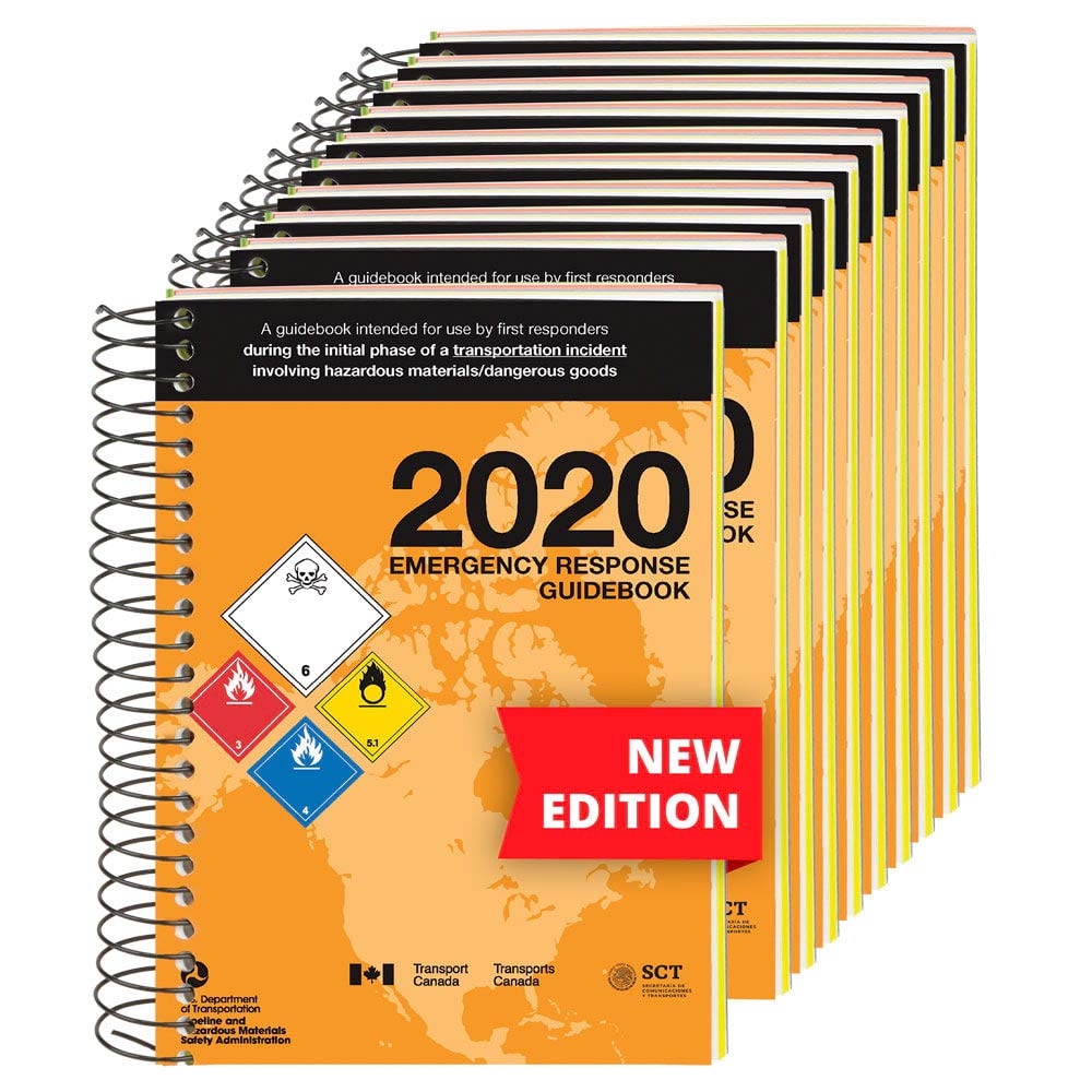 2020 Emergency Response Guidebook (ERG) 10-pk. - English - 5.5" x 7.5" (Standard Size), Spiral Bound - Helps Satisfy 49 CFR 172.602 DOT Requirement