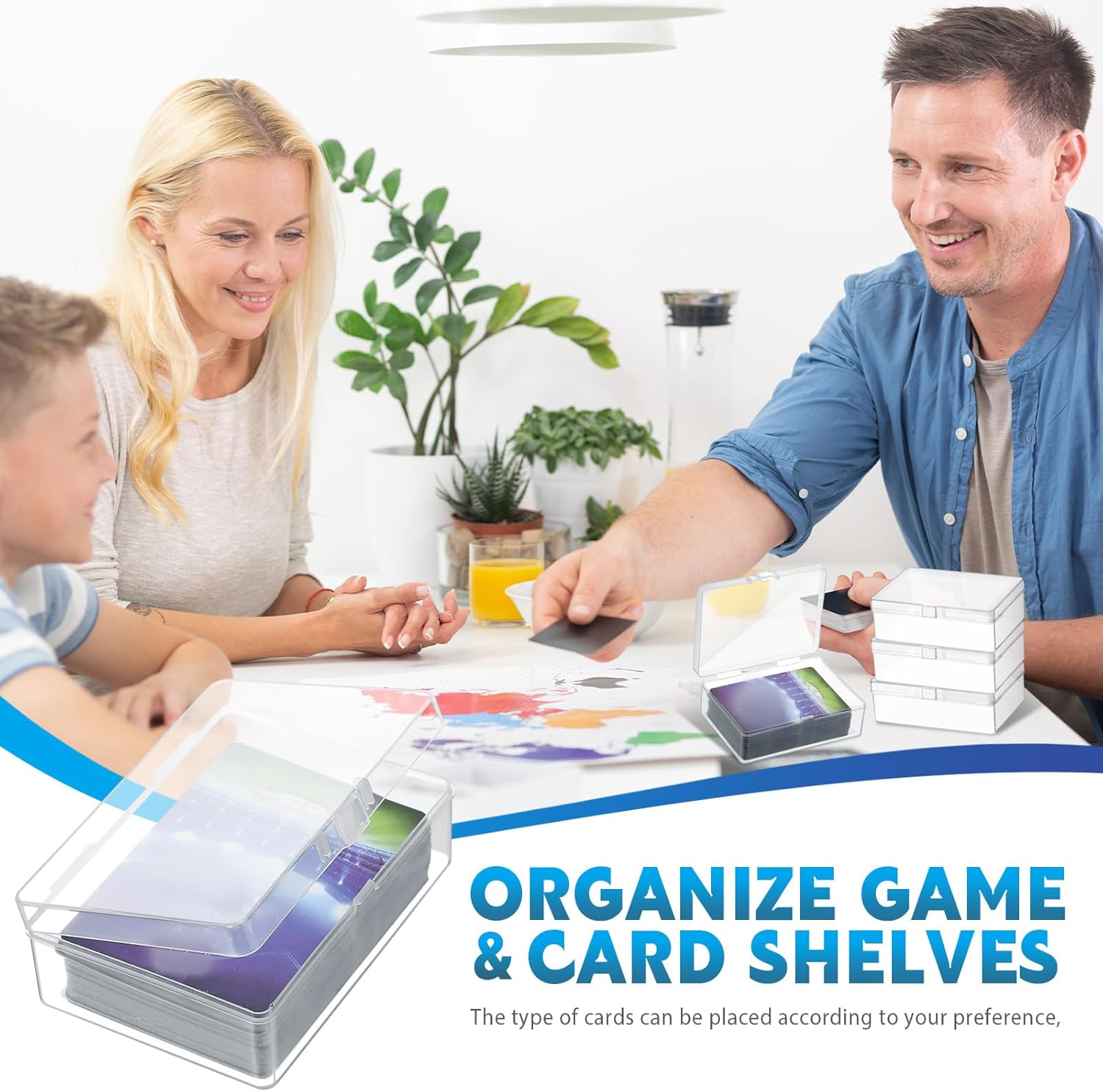 Vicenpal 48 Pcs Playing Card Boxes Clear Plastic Deck Cases Trading Card Storage Boxes Game Cases Holder 4.05 x 2.91 x 1.35 Inch