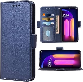 Compatible with LG V60 ThinQ V60ThinQ 5G G9 Thin Q Folio Flip Wallet Case,PU Leather Credit Card Holder Slots Heavy Duty Full Body Protection Kickstand Phone Cover for LGV60 V 60 60ThinQ 60V Dark Blue
