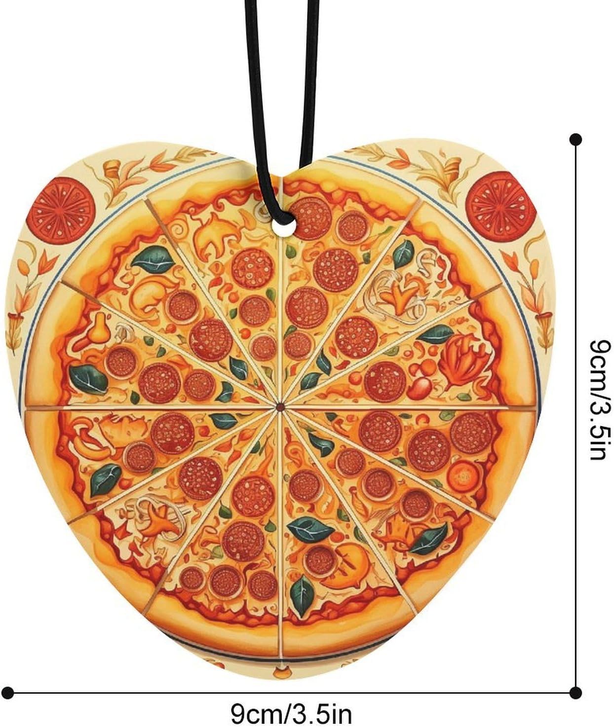 3PCS A Full Pizza Car Air Freshener Hanging Scented Cards Cute Black Car Fresheners Long Lasting New Cars Scents for Women Men Natural Air Freshener with Lanyard Automotive Freshies