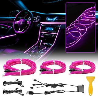 Purple Wire Car Interior Lights,3-in-1 USB Neon Lead Light Kit For Car Ambient Lighting Atmosphere Car LED Interior Strip Light Sewing Edge Decoration (5M/5V)