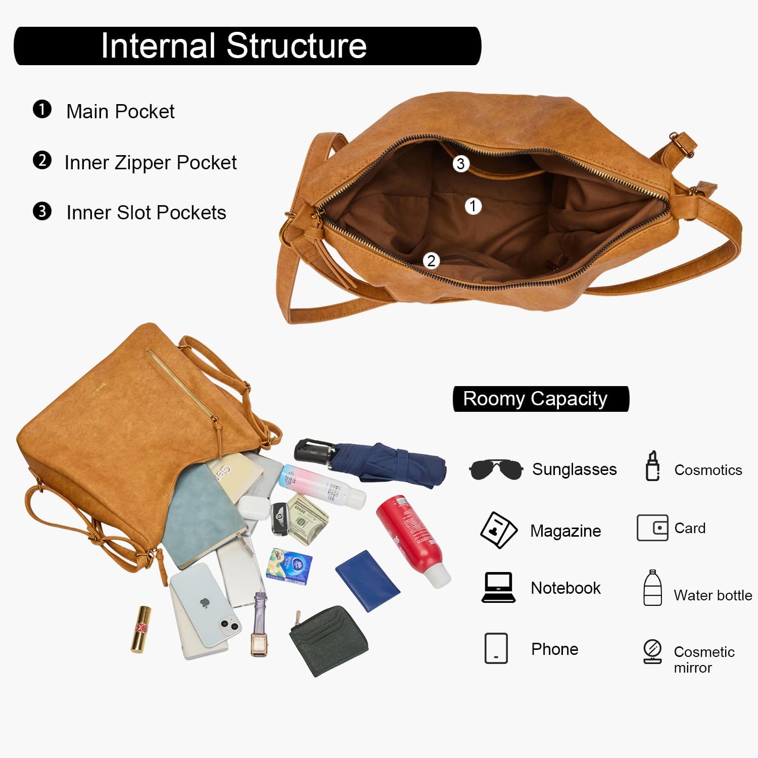 Women Hobo Bag Faux Leather Tote Handbags Purses Fashion Crossbody Bag Shoulder Hobo Bags