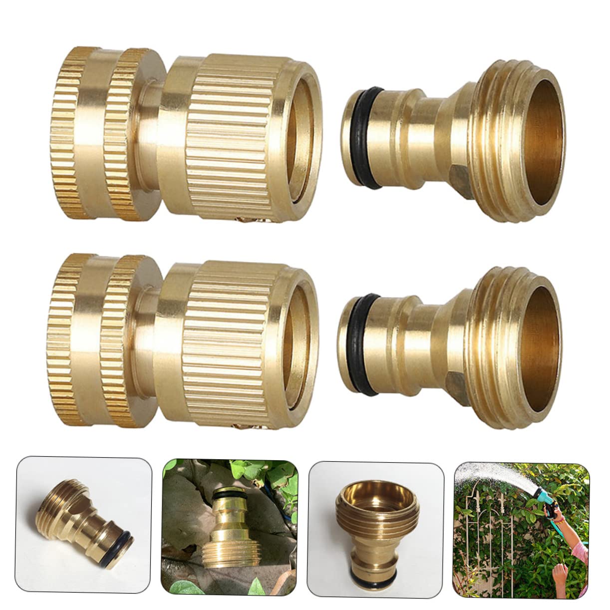 ibasenice 20 Set Kit di Raccordo per Tubo Inossidabile Solido connettore Tubo Collegare all'aperto raccordi a connessione Rapida per Tubi dell'Acqua raccordi per Tubi da Giardinaggio Ottone